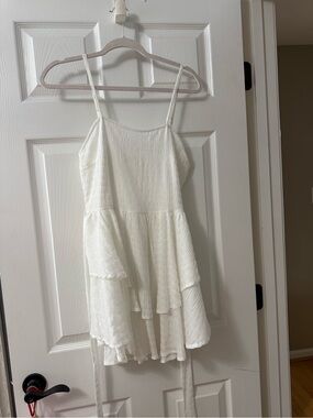 White Tiered Spaghetti-Strap Dress